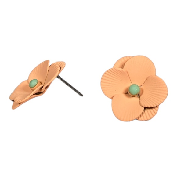 Peach Flower Earrings - Picture 2 of 2